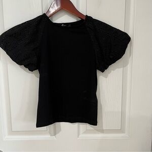 COPY - Bershka black short sleeve eyelet hole sleeves size XS